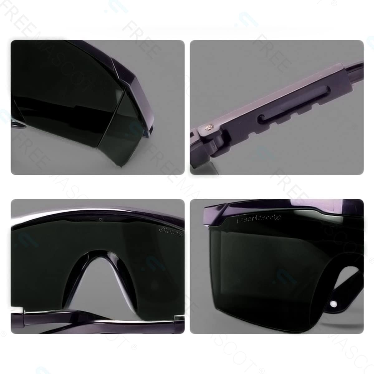 FREEMASCOT New Red Light Therapy Safety Glasses, 190-2000nm IPL Laser Safety Glasses for Laser Cosmetology & Hair Removal, Tanning (Dark Lens)