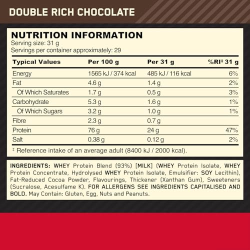 Optimum Nutrition Gold Standard Whey Protein 899 g – Double Rich Chocolate | TRYTLION