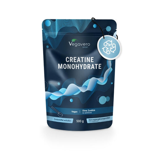 Vegavero Creatine Monohydrate Powder | Pure Unflavoured | 3,4 mg per Day - 147 Portions | Performance and Muscle Building | NO Additives | Lab Tested | 500g Vegan Creatin
