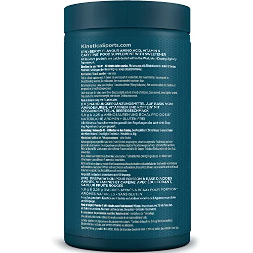 Kinetica Sports Prefuel Pre Workout -Berry Flavour | 5.8g Amino Acids Blend, 2.25g BCAA's & 92mg Caffeine/Serve, 30 Servings/300g| With Essential Vitamins, Minerals|Supports Performance & Energy Boost