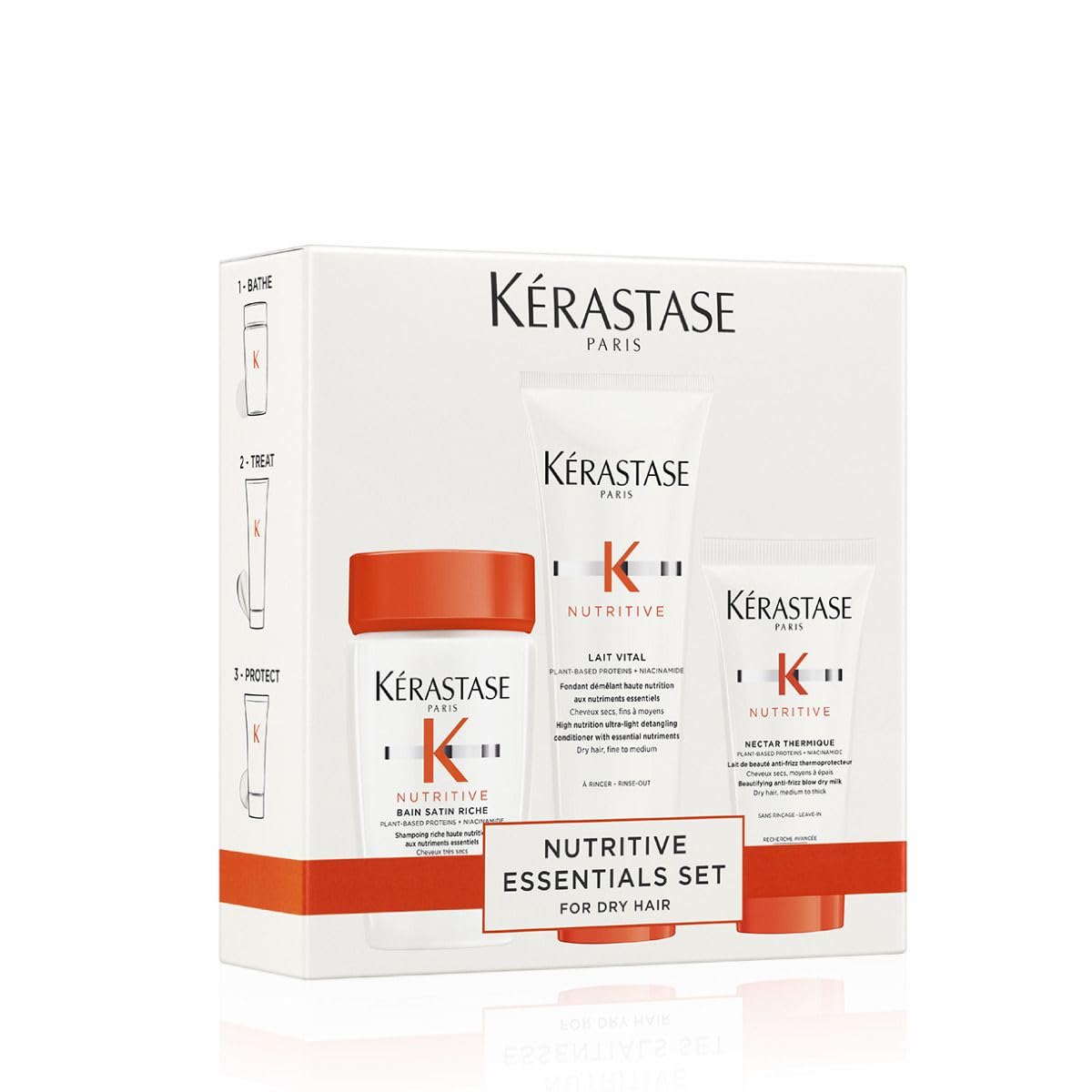 Kérastase Nutritive Travel-Size Discovery Gift Set, Hydrating Shampoo, Conditioner and Blow Dry Milk, Richly Nourishing Routine For Dry Hair, Protein Enriched Formula with Niacinamide