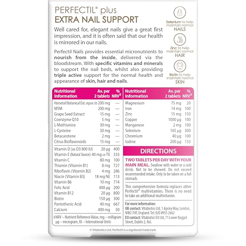 Perfectil Nails Beauty Supplement for Nails - Includes Selenium, Biotin & CoQ10, 60 Tablets 30-Day Supply, by Vitabiotics