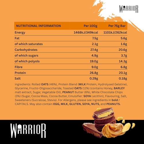 Warrior RAW Protein Bar Chocolate Peanut Butter – 12×75 g | TRYTLION