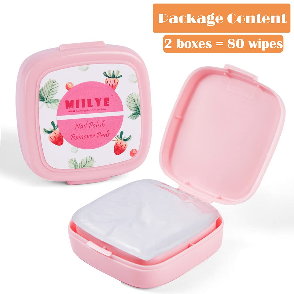 80PCS Nail Polish Remover Pads in Box, Easy to Carry | Instant Removal | Lint Free Nail Polish Wipes for Regular Air-dried Water/Oil Based Nail Polish Soak Off (80 Count (Pack of 1))