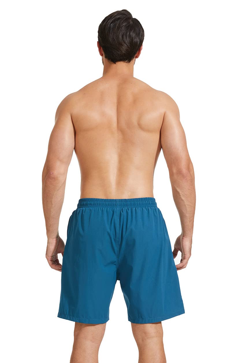 JustSun Mens 2 in 1 Running Shorts Compression Gym Workout Athletic Training Shorts with Zipper Pocket Quick Dry Waterproof Fitness Sport Shorts Peacock Blue XL
