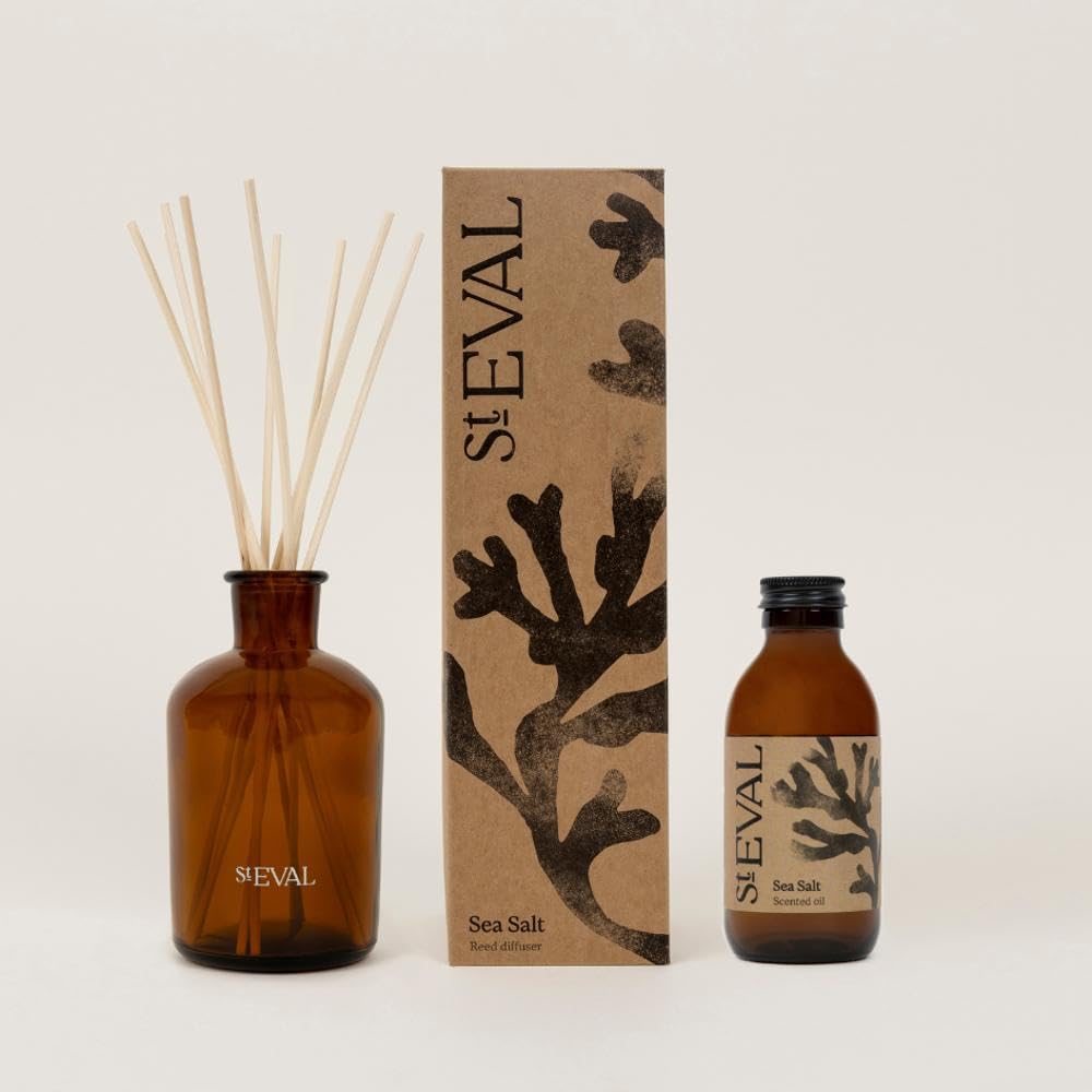 St. Eval Sea Salt - Scented Reed Diffuser Set - A Unique and Elegant Fusion of Fresh Marine Scents with Salty Accords and Floral Notes on a Bed of Musk - 150 ml