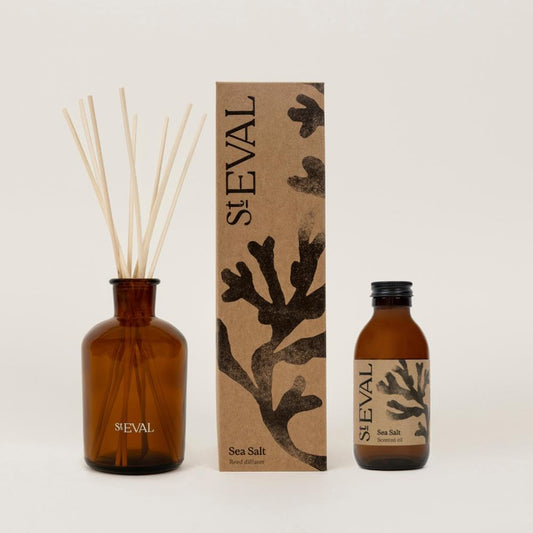 St. Eval Sea Salt - Scented Reed Diffuser Set - A Unique and Elegant Fusion of Fresh Marine Scents with Salty Accords and Floral Notes on a Bed of Musk - 150 ml