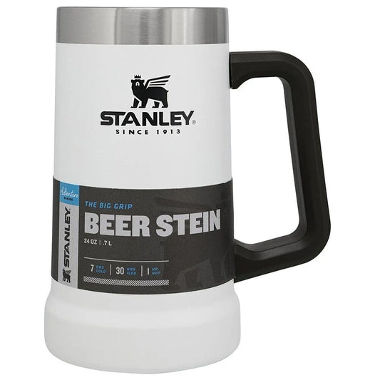 Stanley Adventure Vacuum Beer Stein 0.7L - Travel Mug Keeps Drinks Cold For 7 Hours - Stainless Steel Thermal Cup With Handle - Dishwasher Safe - Polar White