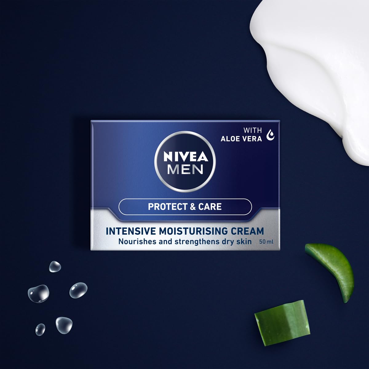 NIVEA MEN Intensive Moisturising Face Cream Protect & Care Pack of 3 (3 x 50 ml), Face Moisturiser for Dry Skin, Moisturiser for Men with Aloe Vera & Vitamin E, Mens Moisturiser