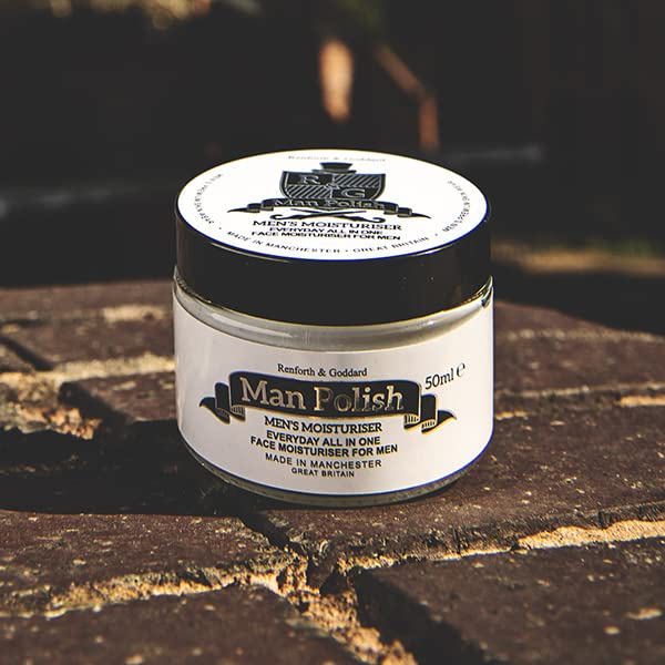 Man Polish Men's Moisturiser - Premium Sensitive Natural Anti Ageing Men's Moisturiser for Face 50ml