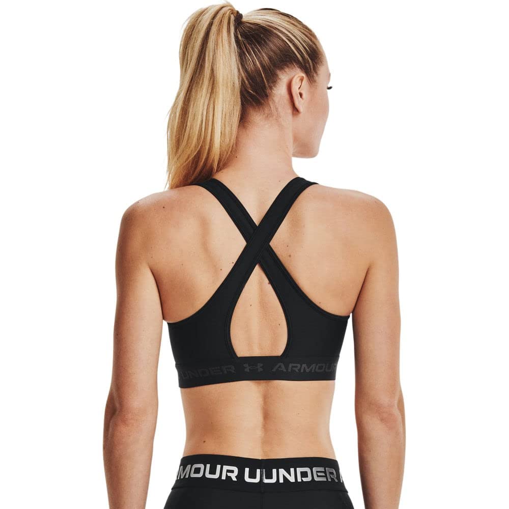 Under Armour Women UA Crossback Mid Bra, comfortable and long-wearing sports bra for women, running bra with removable cups