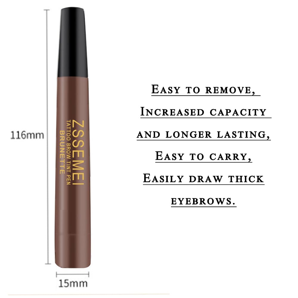 Waterproof Microblading Eyebrow Pen – 24-Hour Tattoo Brow Pencil (Brunette, 2 PCS)