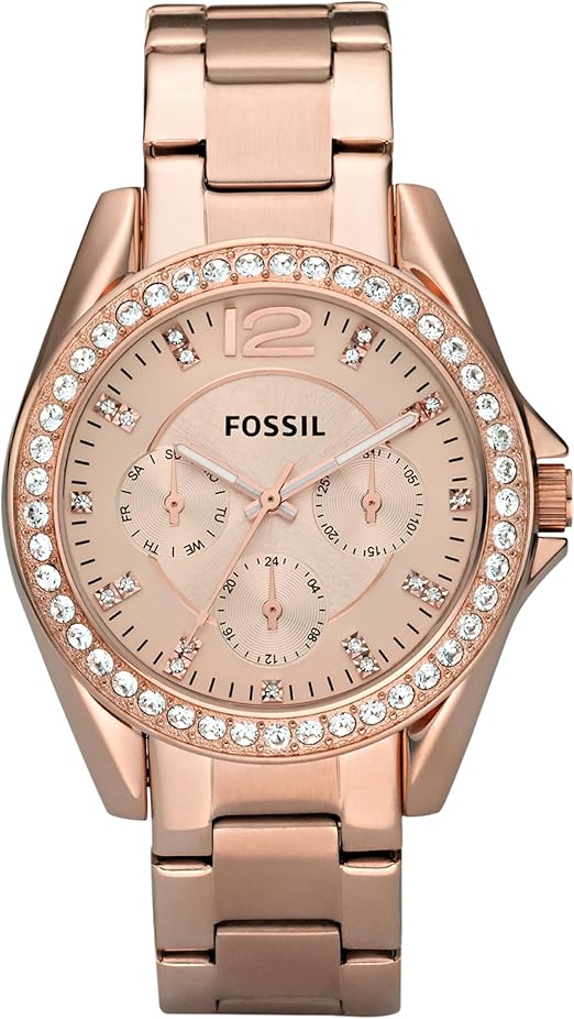 FOSSIL Riley Watch for Women – Quartz Chronograph (Stainless Steel or Leather Strap)