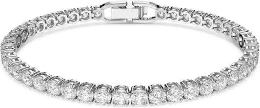 Swarovski Matrix Tennis Bracelet – Round Cut Pink, Rhodium Plated