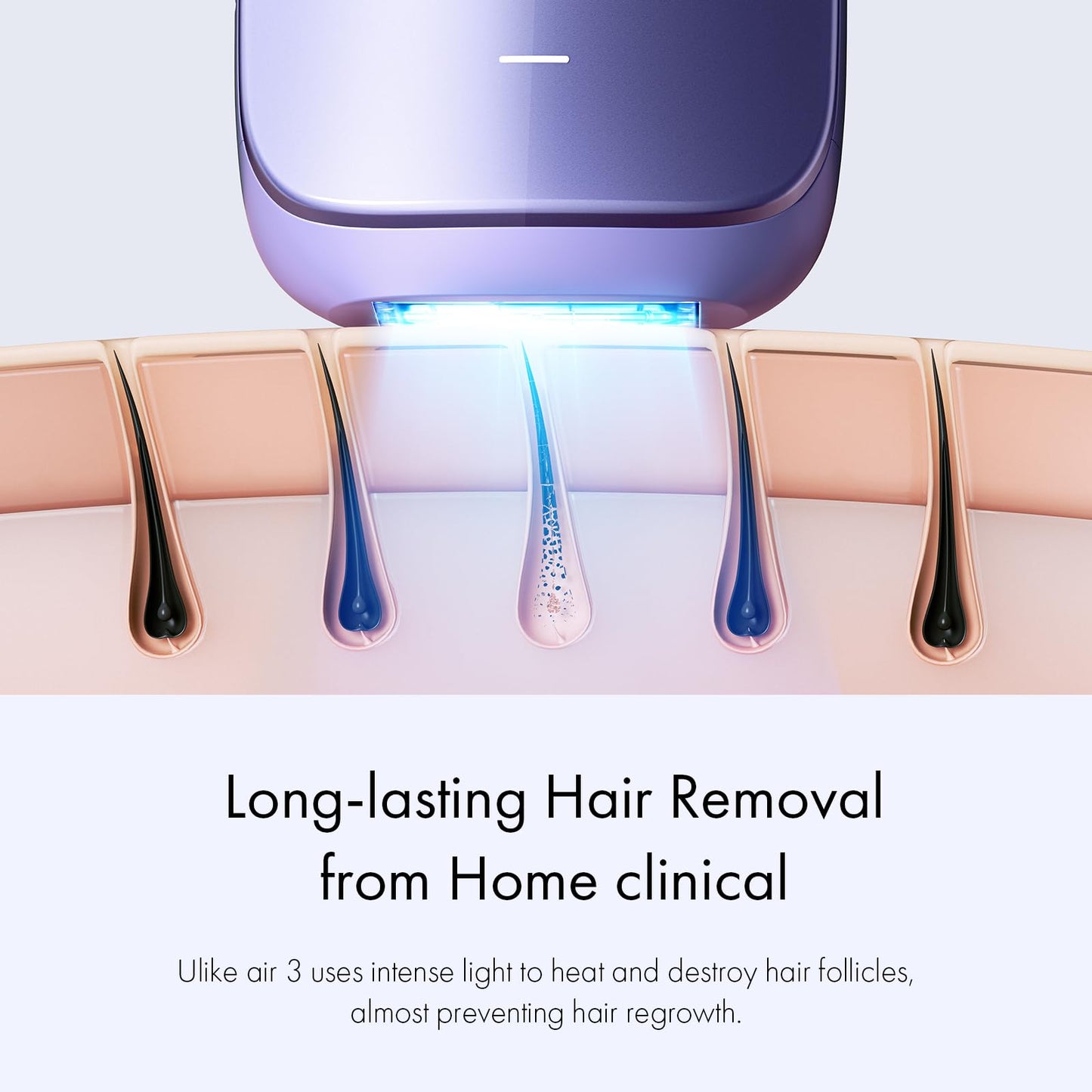 IPL Hair Removal, Ulike Air 3 Patented Sapphire Ice Cooling Technology for Truely Painless Hair Remove Experience, from Face to Toes IPL Hair Removal Device for Women and Men, Dark Purple