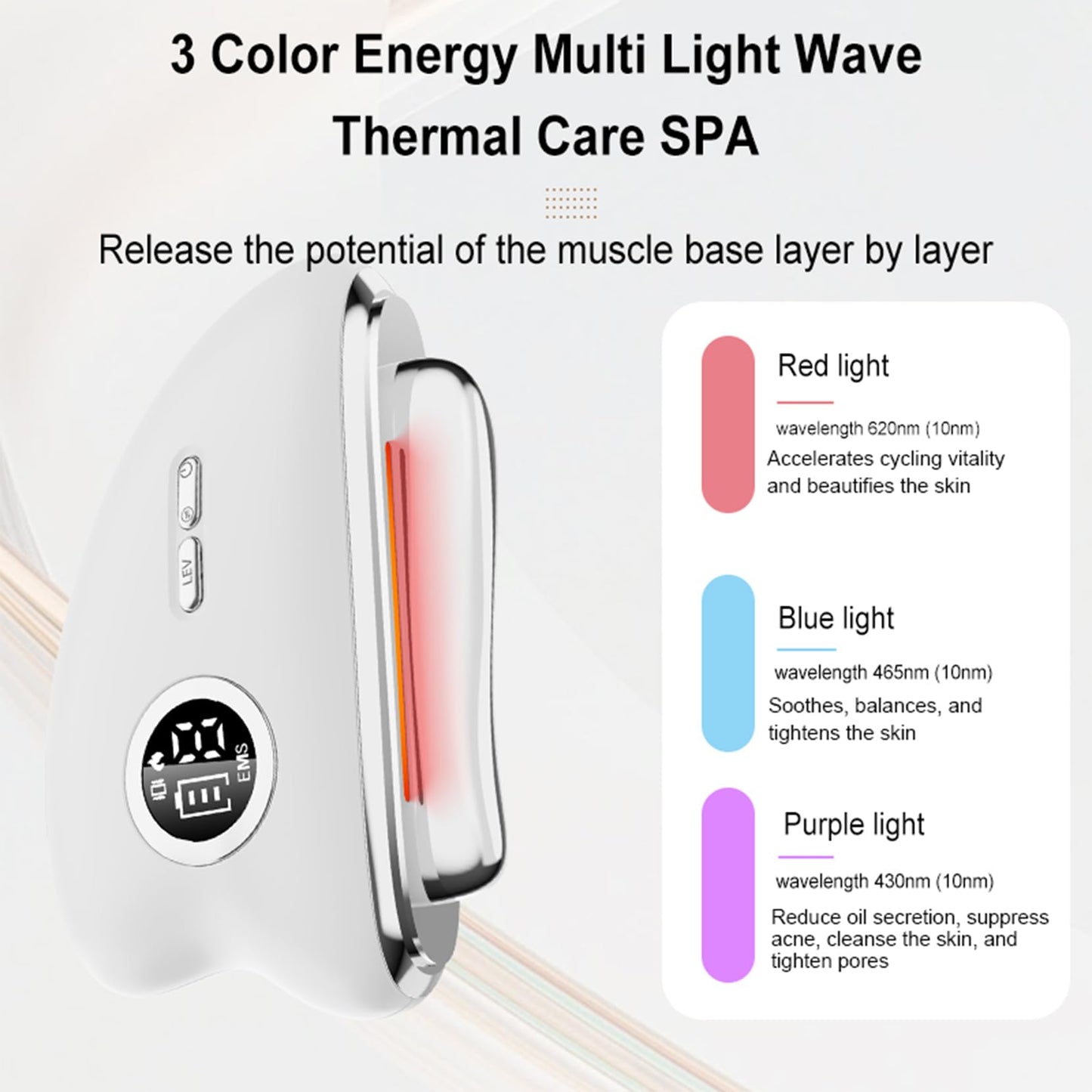 Face Device Gua Sha Electric - 2025 New, Gua Sha Tool for Face Yoga with Red Light Therapy, Facial Sculpting Device, for Skin Lift, Skin Care & Yoga, Wrinkle Smoothing and Body Massage (White)