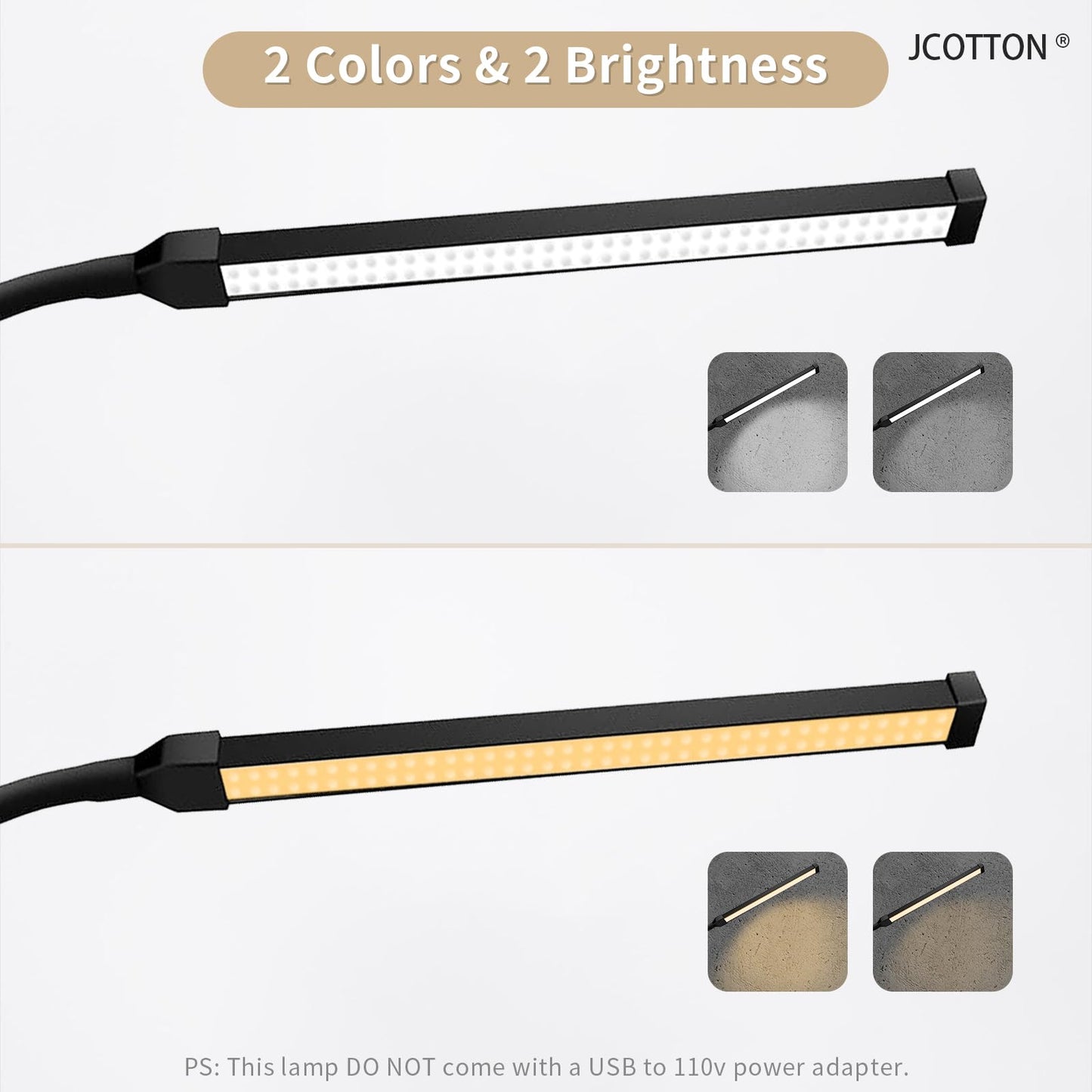 JCOTTON LED Floor Lamp for Office Bedroom, Adjustable Gooseneck Dimmable Standing Light, Reading Floor Lamp for Tattoo Sewing Craft, Lash Light for Eyelash Extensions