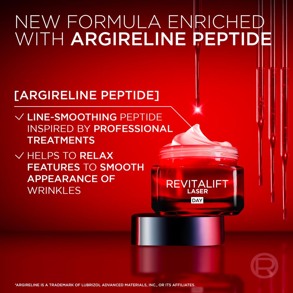 L’Oréal Paris Laser Renew Triple Action Anti-Ageing, Skin Tightening Day Cream, Visibly Reduce Wrinkles & Fine Lines; Moisturises, Firms & Brightens Skin; Retinol, Hyaluronic Acid & Vitamin C, 50ml