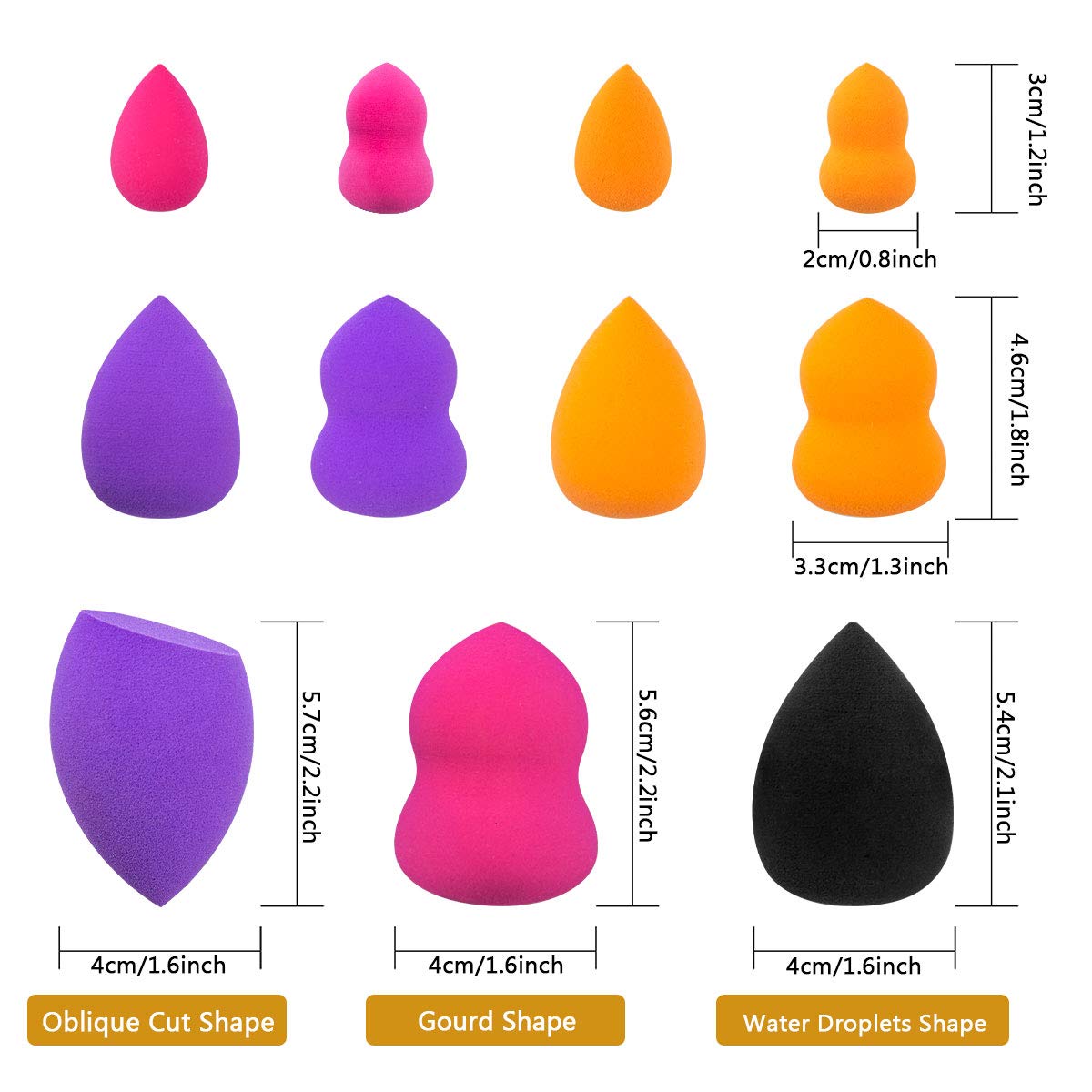 Makeup Sponge Blender Set, 11pcs Beauty Blender Foundation Blending, Flawless for Liquid Cream and Powder, Multi-Coloured Cosmetic Applicator Puff