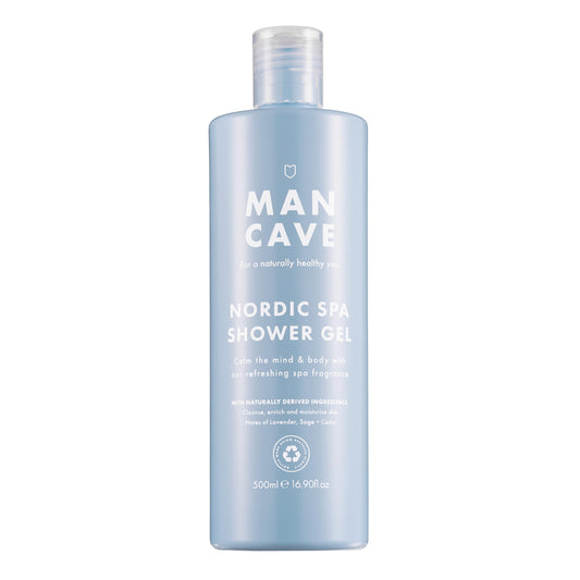 ManCave Nordic Spa Shower Gel Men, 500 ml, Vegan Mens Shower Gel with Natural Ingredients - Calming Lavender, Earthy Sage & Warm Cedar - Cruelty-Free Body Wash, Eco-Conscious & Recycled Packaging