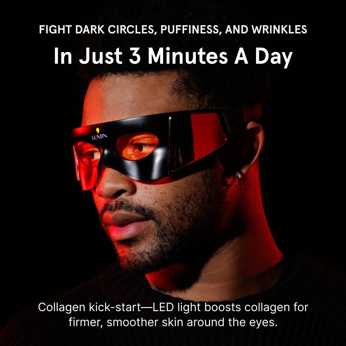 Luminator LED Eye Mask for Men and Women, Boost Collagen, Reduce Dark Circles & Wrinkles, Red Light Therapy for Under-Eye Treatment & Rejuvenation - Only 3 Minutes a Day