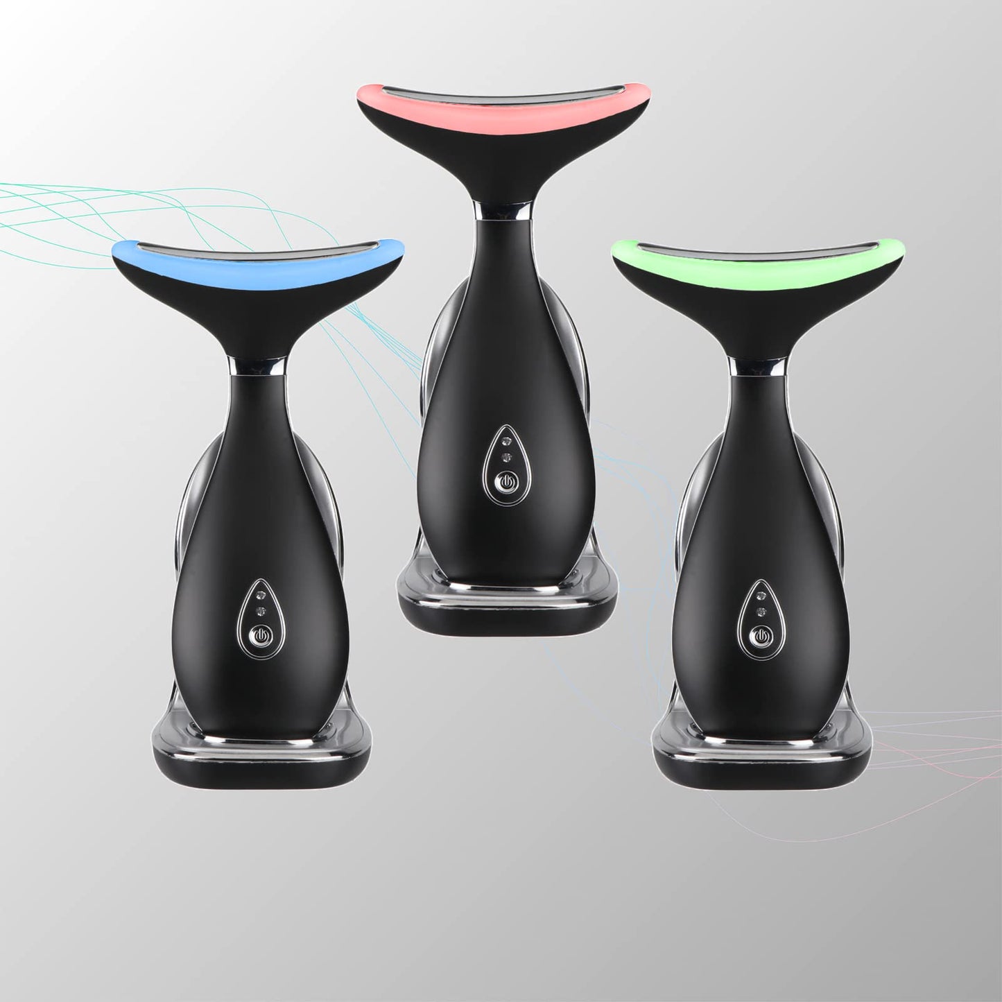 VRAIKO Lily Neck Face Massager, Face Sculpting Tool, Skin Rejuvenation Device with Thermal, Triple Action LED and Vibration, for Anti-Aging, Lifting and Tightening Sagging Skin (Black)
