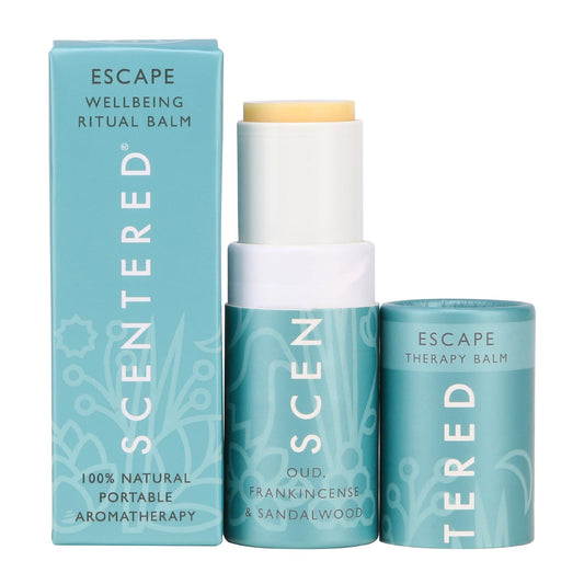 Scentered Aromatherapy Balm Stick - Escape - Natural Calm Essential Oil Roll On - Meditation Aid for Relaxation & Self-Care - 100% Natural: Frankincense, Oud, Sandalwood - Mindfulness Gifts for Women