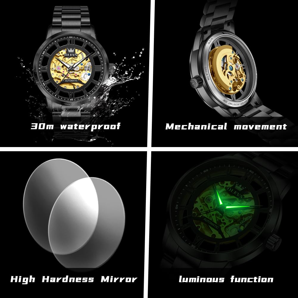 OLEVS Men’s Skeleton Automatic Mechanical Watch