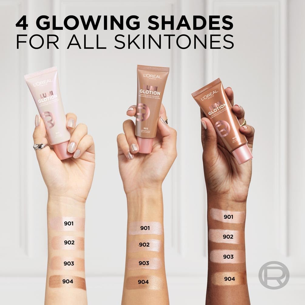 L'Oréal Paris Glow Enhancer, 24h Hydration with Shea Butter and Glycerin, Paradise Lumi Glotion, Shade 904: Deep Glow, 40 ml