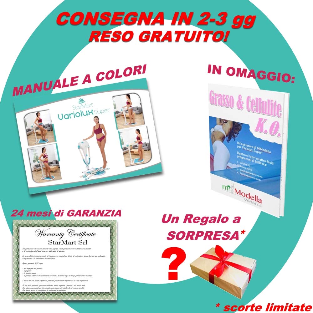 VibroMassager, VarioLux, Vibration Plate, 12 Speeds, 4 innovative AntiCellulite Bands, Silent Motor