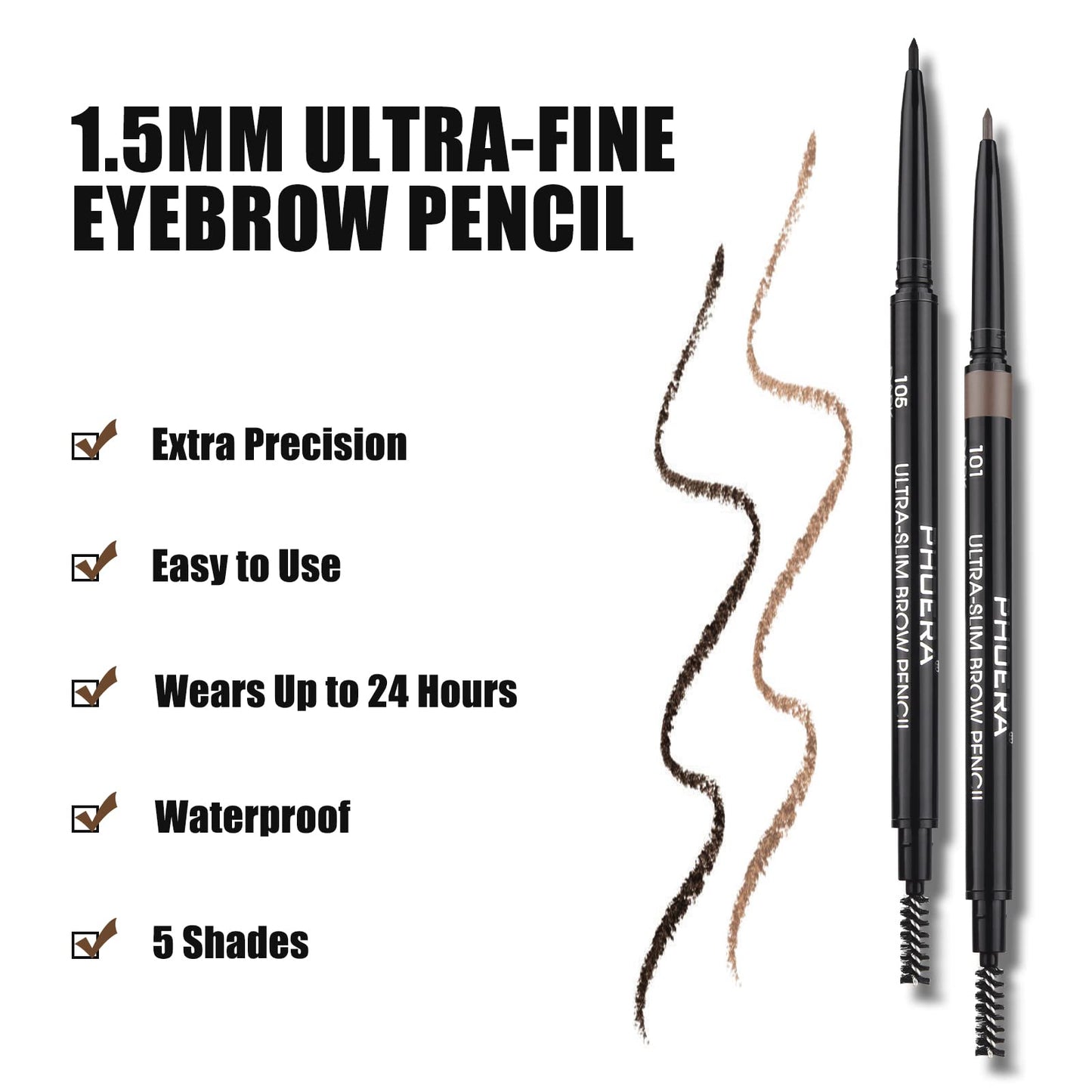 Natural Look Eyebrow Pencil, Long-Lasting & Waterproof, Precise Application, Vegan & Cruelty-Free 0.08g (103#Dark Brown)
