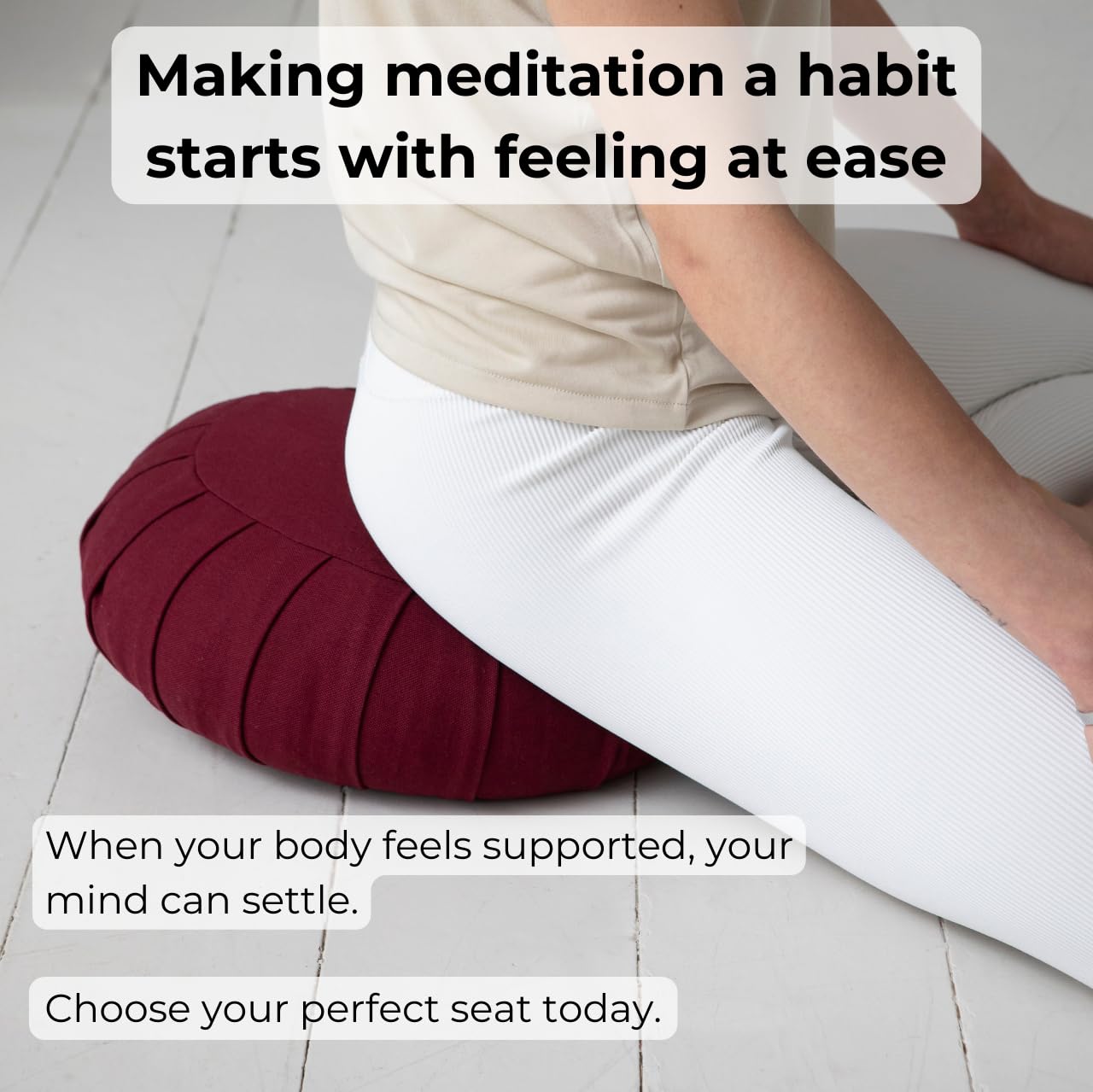 basaho CLASSIC Zafu Meditation Cushion | Organic Cotton | Buckwheat Hulls | Removable Washable Cover (Pale Pink)