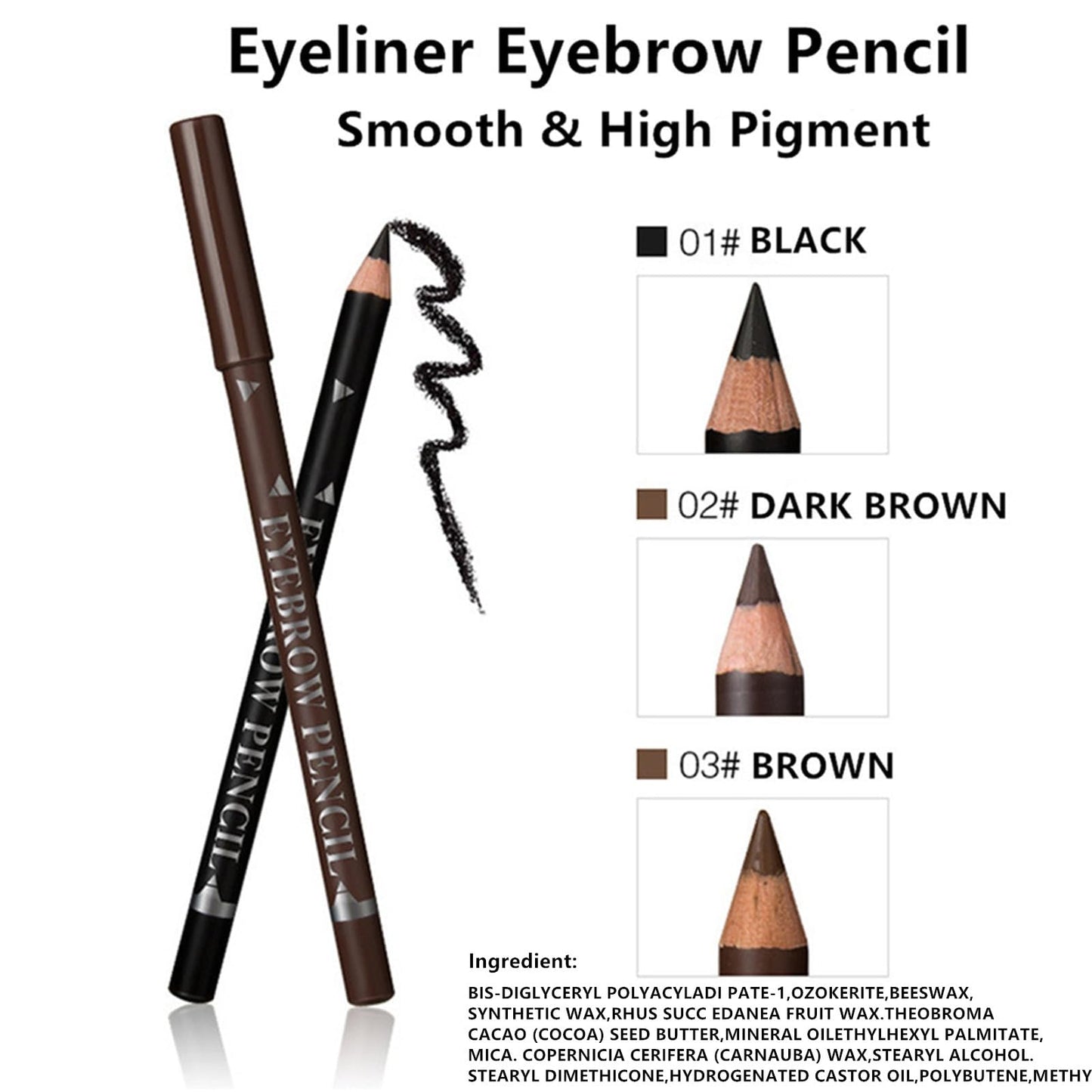 Go Ho 6 PCS Eyebrow Eye Liner Pencil Set,Easy to Color Waterproof Eyebrow Pencil,Professional Long-lasting Eyeliner Makeup Brow Tint Pen,3 Colors(Black,Light Brown,Dark Brown)