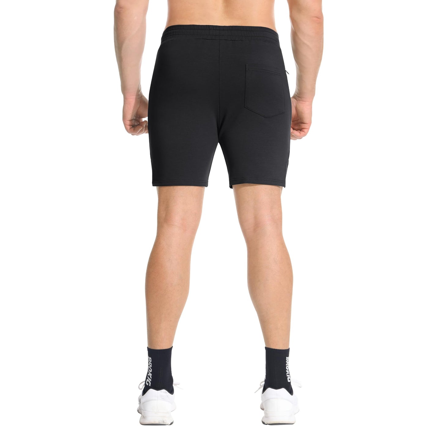 BROKIG Mens Inpok Gym Running Shorts, Workout Athletic Fitness Sports Shorts with Zipper Pockets(XL,Black)