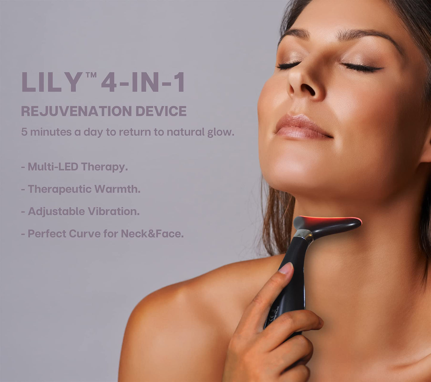 VRAIKO Lily Neck Face Massager, Face Sculpting Tool, Skin Rejuvenation Device with Thermal, Triple Action LED and Vibration, for Anti-Aging, Lifting and Tightening Sagging Skin (Black)