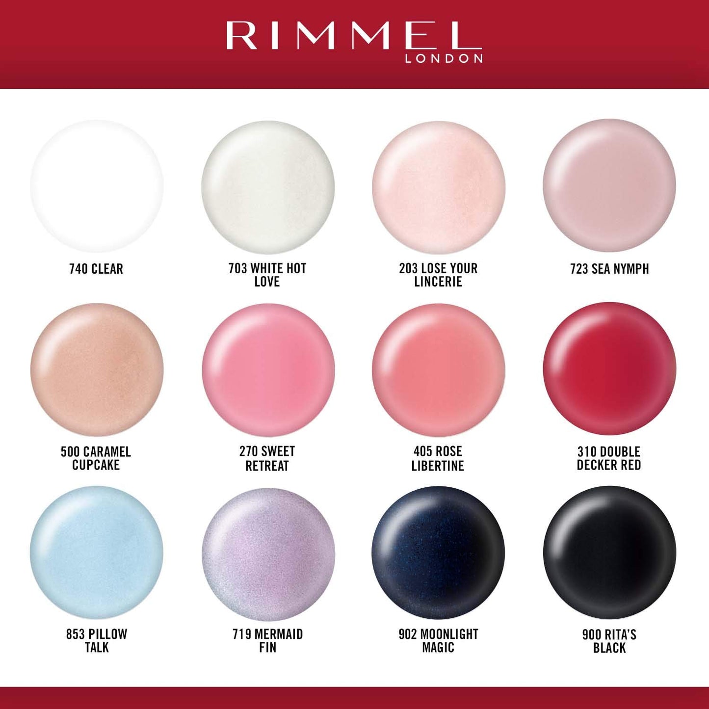 Rimmel London 60 Seconds Super Shine Nail Polish Set – 12 Assorted Shades