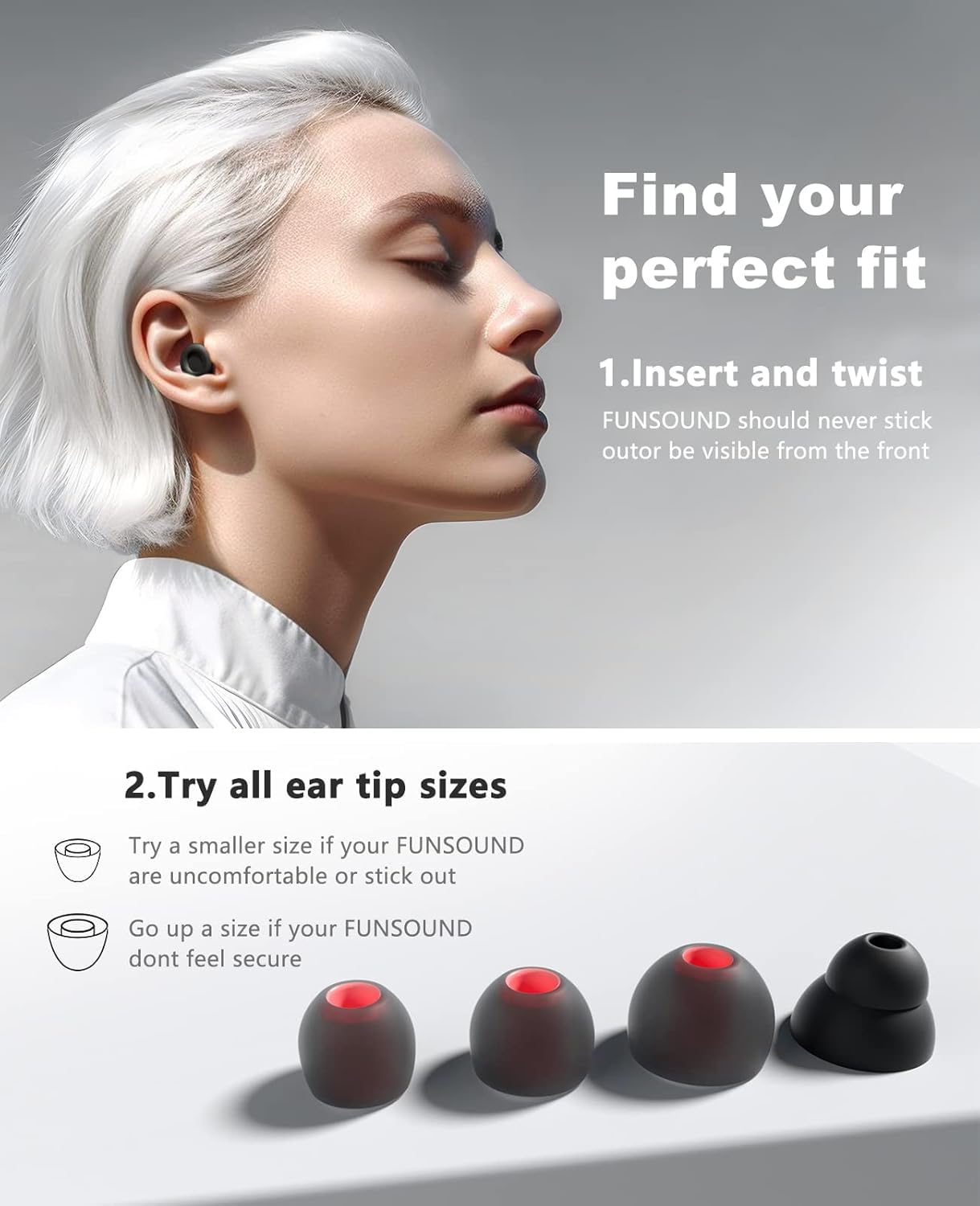 Ear Plugs FUNSOUND Earplugs Silicone for Sleeping, Work, Travel, Deep Focus, Reusable 7 Pairs Ear Buds with Storage Bag -27dB Noise Cancelling and NRR of 24dB