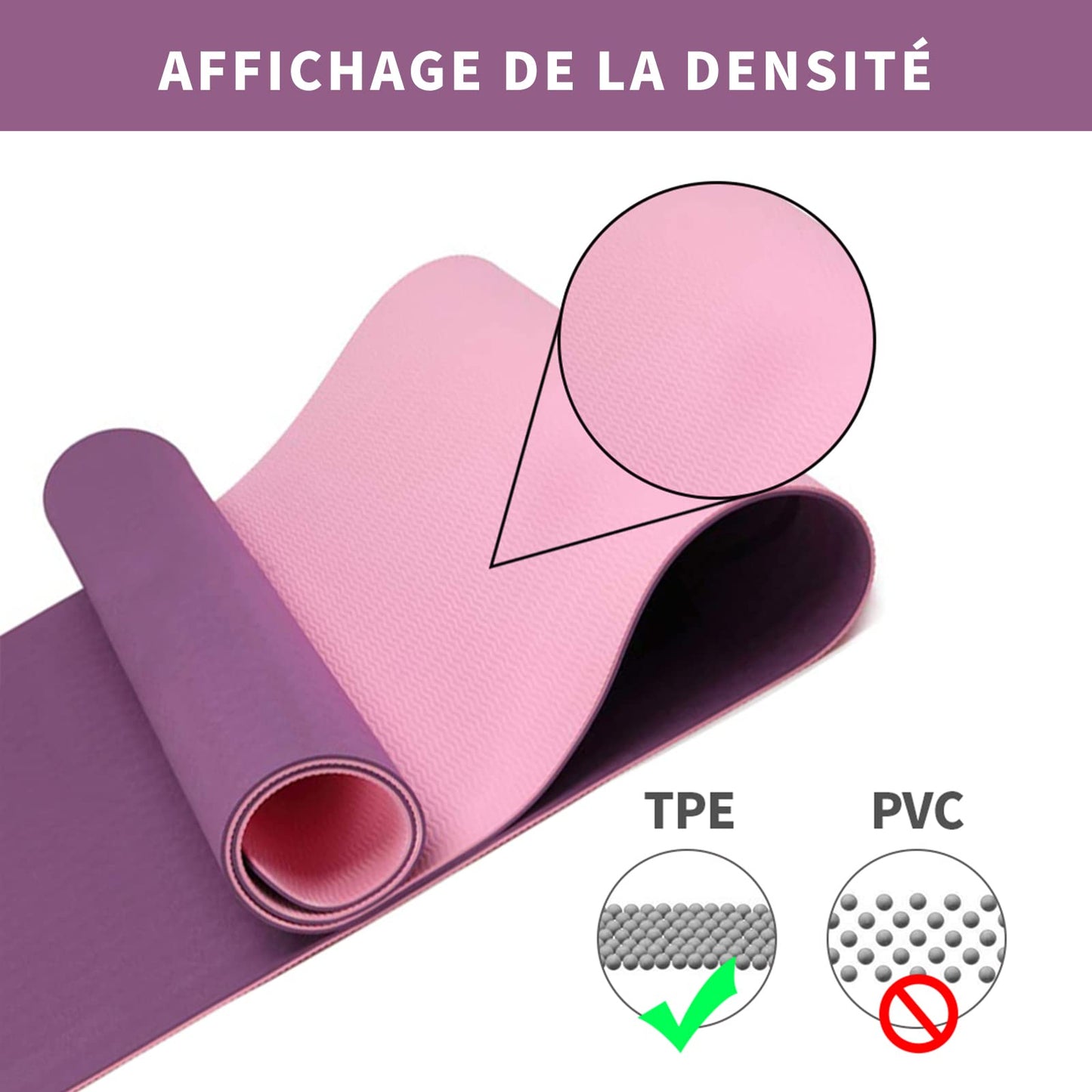 Good Nite Yoga Mat TPE Non-Slip Exercise Fitness Pilates Gymnastics Training Sport Mat Turn Mats Floor Gym with Carry Strap 183 x 61 x 0.6 cm (Purple/Pink)