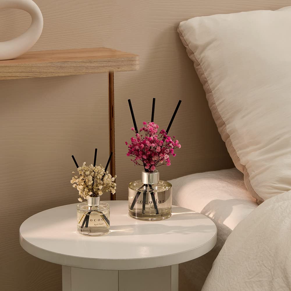 Cocod'or COCODOR Flower Reed Diffuser set / 6.7oz / White Jasmine/Scent Diffuser with Sticks Home Fragrance Reed Diffuser for Bathroom Shelf Decor