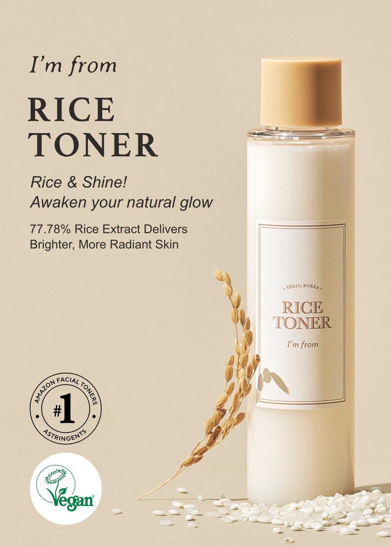 I'm From Rice Toner – 77.78% Rice Extract – Hydrating Glow Essence with Niacinamide (150ml)