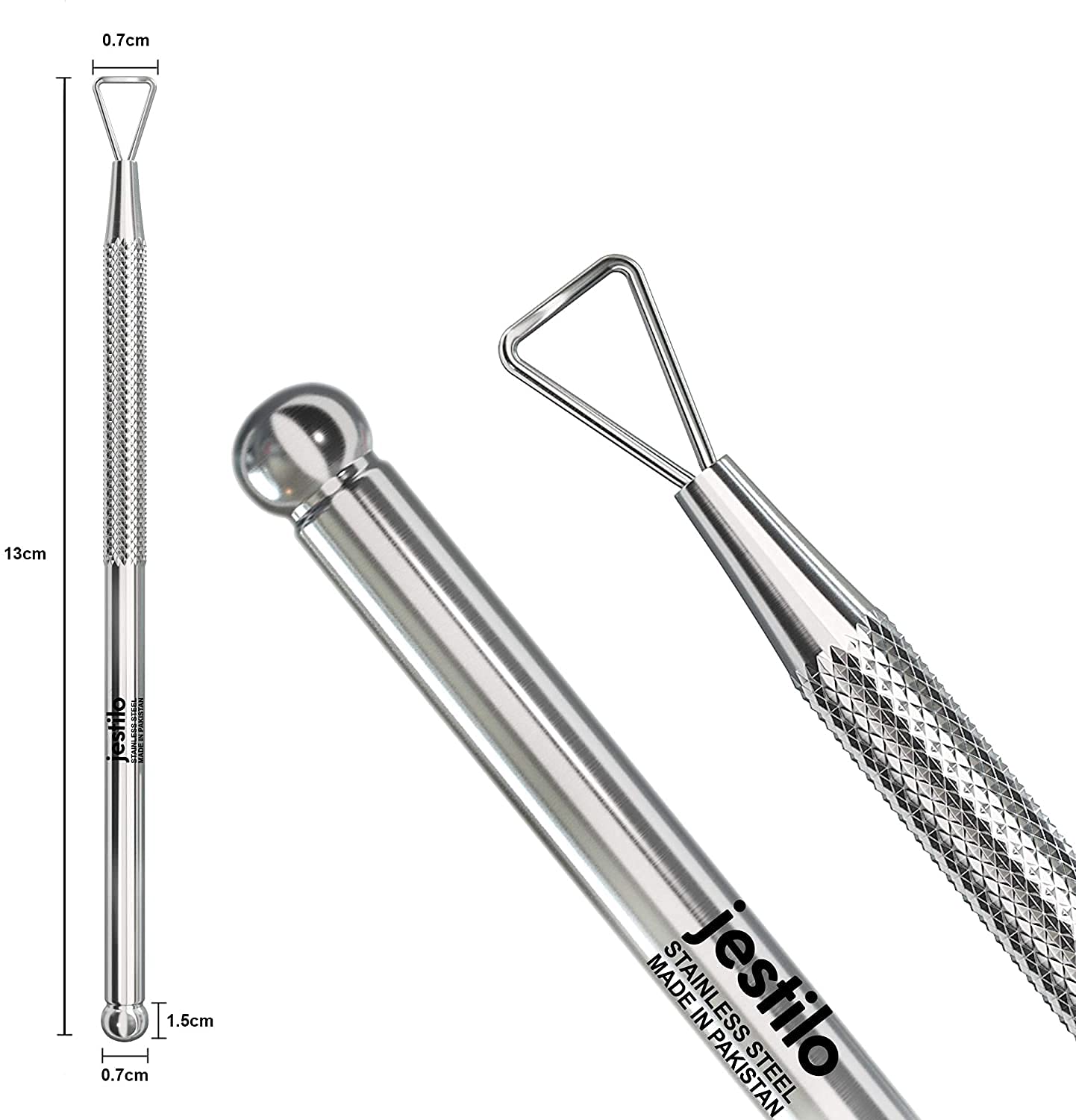 Jestilo Cuticle Pusher and UV Gel Nail Polish Remover [Pack of 2] Cuticle Remover & Trimmer | Nail Art Tools Scraper and Cleaner
