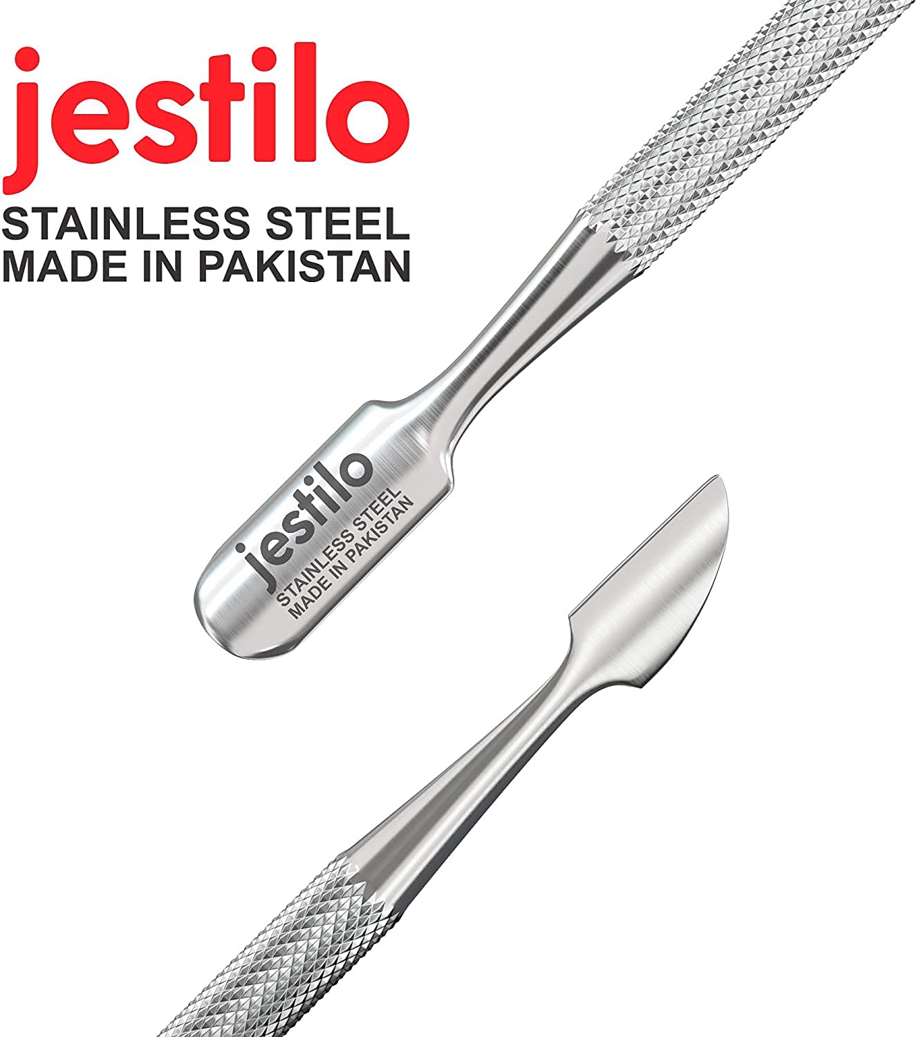 Jestilo Cuticle Pusher and UV Gel Nail Polish Remover [Pack of 2] Cuticle Remover & Trimmer | Nail Art Tools Scraper and Cleaner
