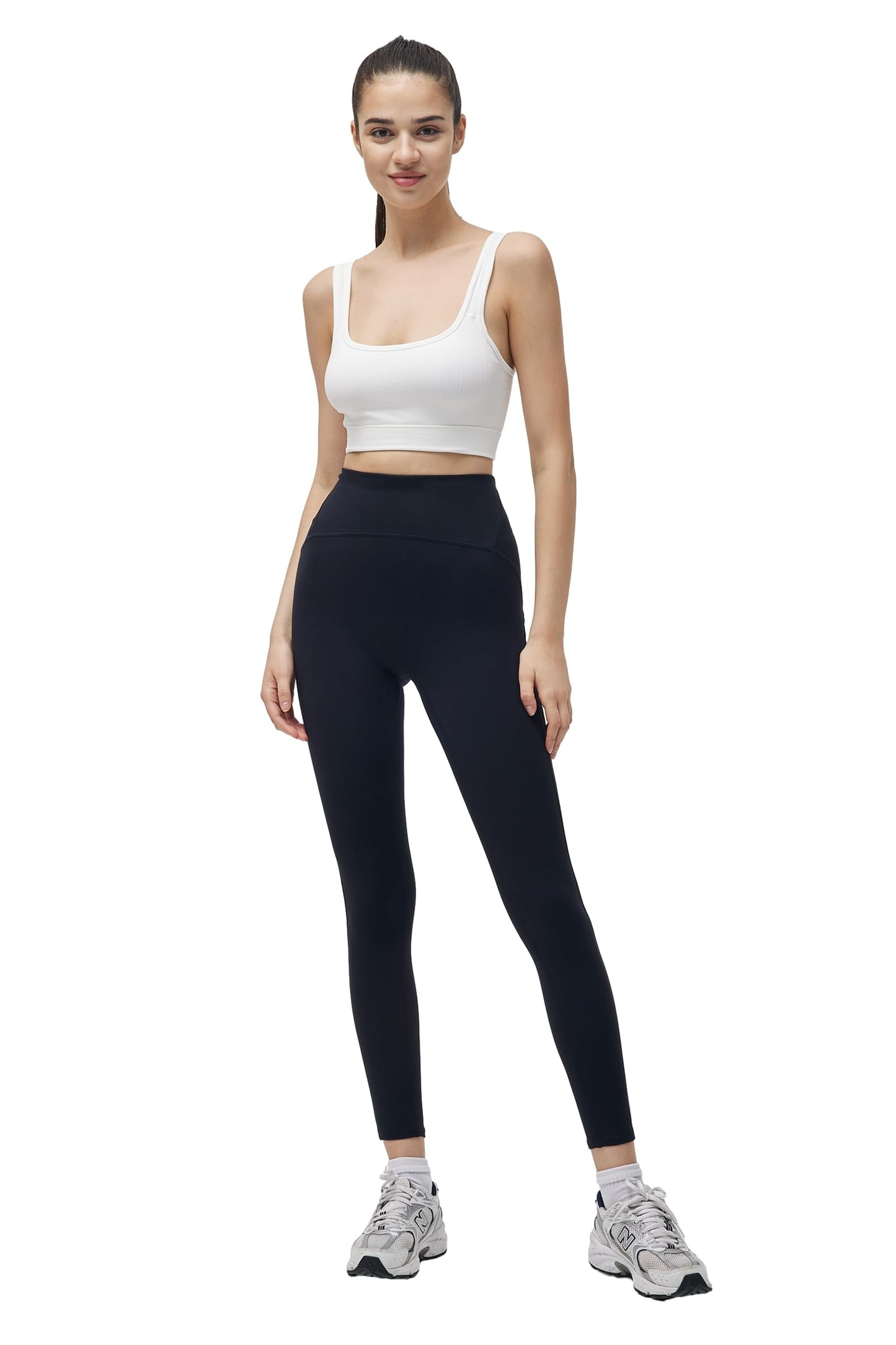 SUHK ASANA Women’s Hight Waist Workout Leggings No Front Rise Seam Sports Fitness Mesh Yoga Leggings Black