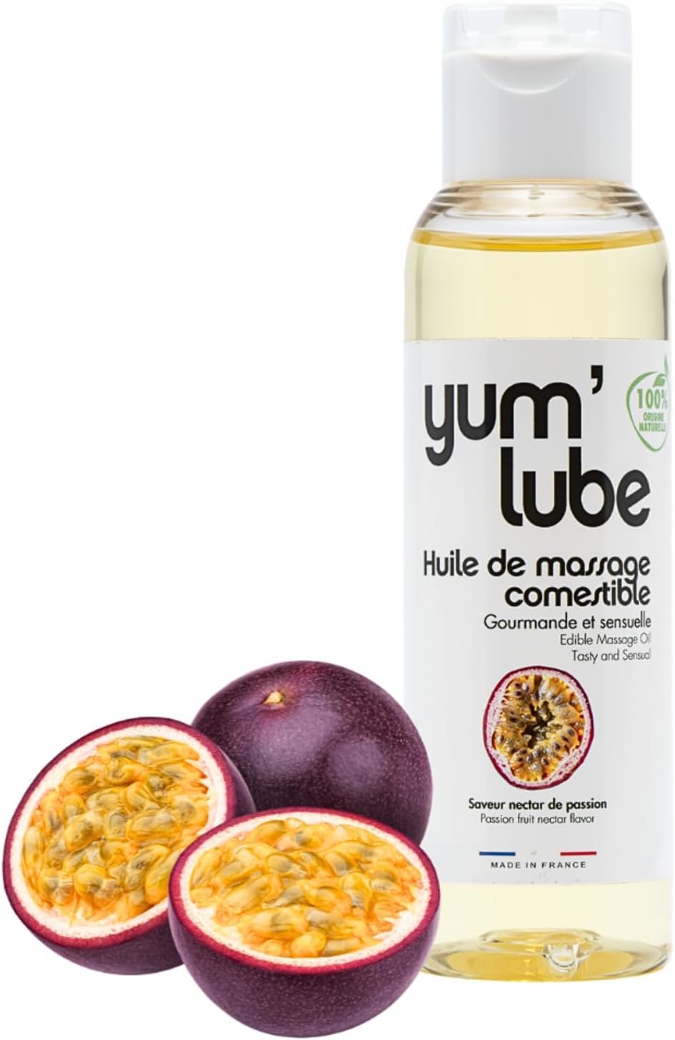 Yum'Lube | Body Oil & Massage Oil | Massage Oils for Date Night & Massage Therapy | Edible Passion Fruit Flavoured Sex Oil | Relaxing & Sensual Erotic Wellness for Couples | 100% Natural