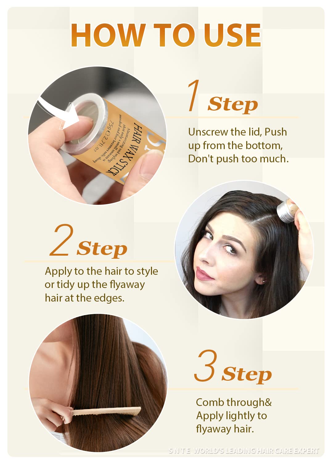 Hair Wax Stick, Long-lasting Styling Wax, Non-greasy Hair Stick for Flyaways & Edge Frizz - Bun Maker & Styling Accessories for Women & Girls