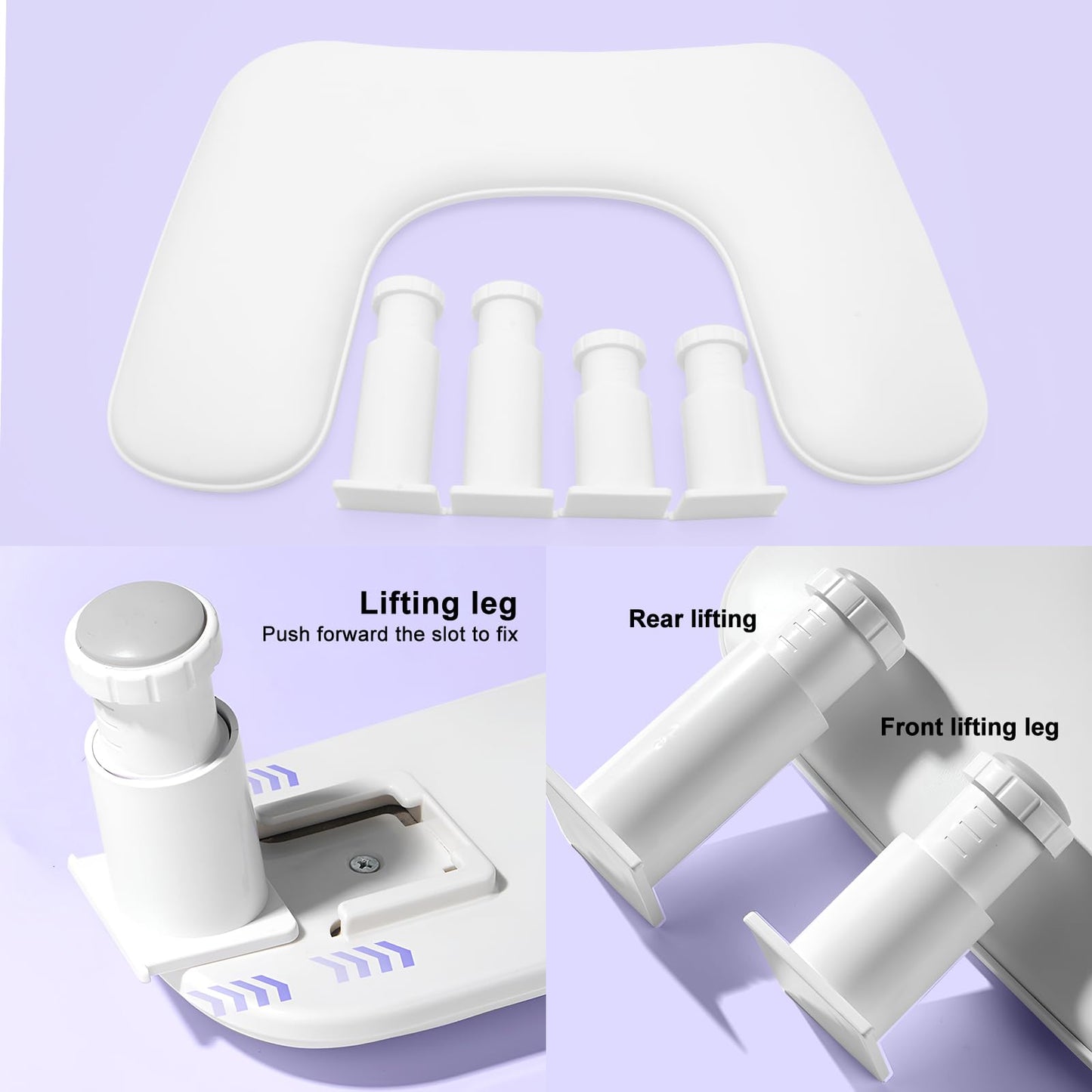 Diesisa Nail Arm Rest, Hand Rest for Nails with Height Adjustment, Soft PU Leather U-Shaped Manicure Armrest, Nail Cushion with Detachable Legs, Non-Slip Hand Rest Pillow for Nail Tech (White)