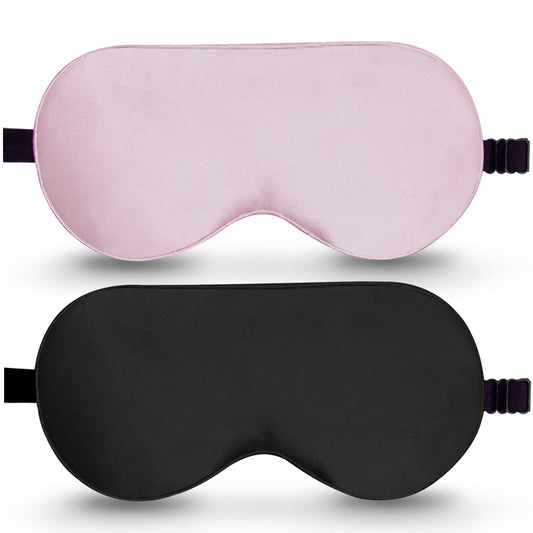 2 Pack Mulberry Silk Sleep Mask with Adjustable Strap, Sleeping Aid Blindfold for Nap, BeeVines Eye Sleep Shade Cover, 100% Blocks Light Reduces Puffy Eyes Gifts for Christmas
