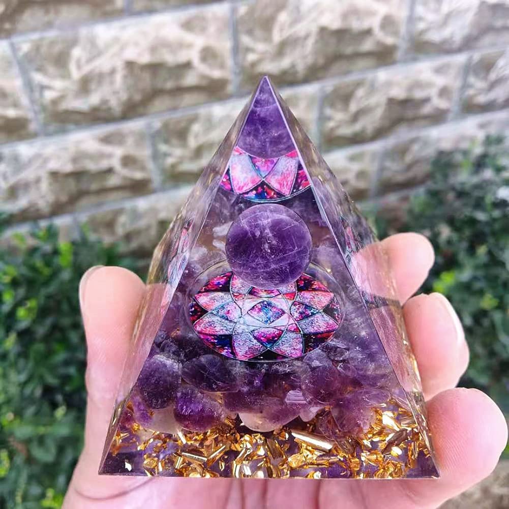 ycyingcheng Pyramid Ogan Crystal Energy Tower Nature Reiki Chakra Crushed Stone, Negative Energy Remover Blessing Home Office Ornaments, Healing Crystal Boost Immune System Meditation, 6cm