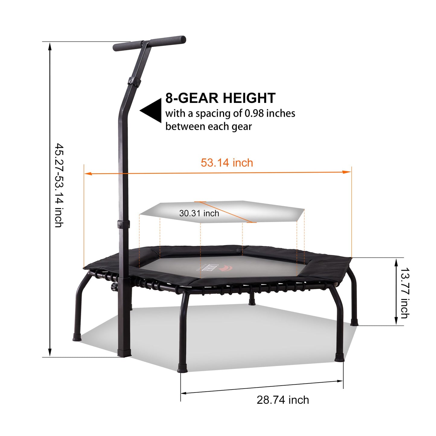 Leikefitness 50" Gym Workout Fitness Trampoline Cardio Trainer Exercise Rebounder Sports Trampoline