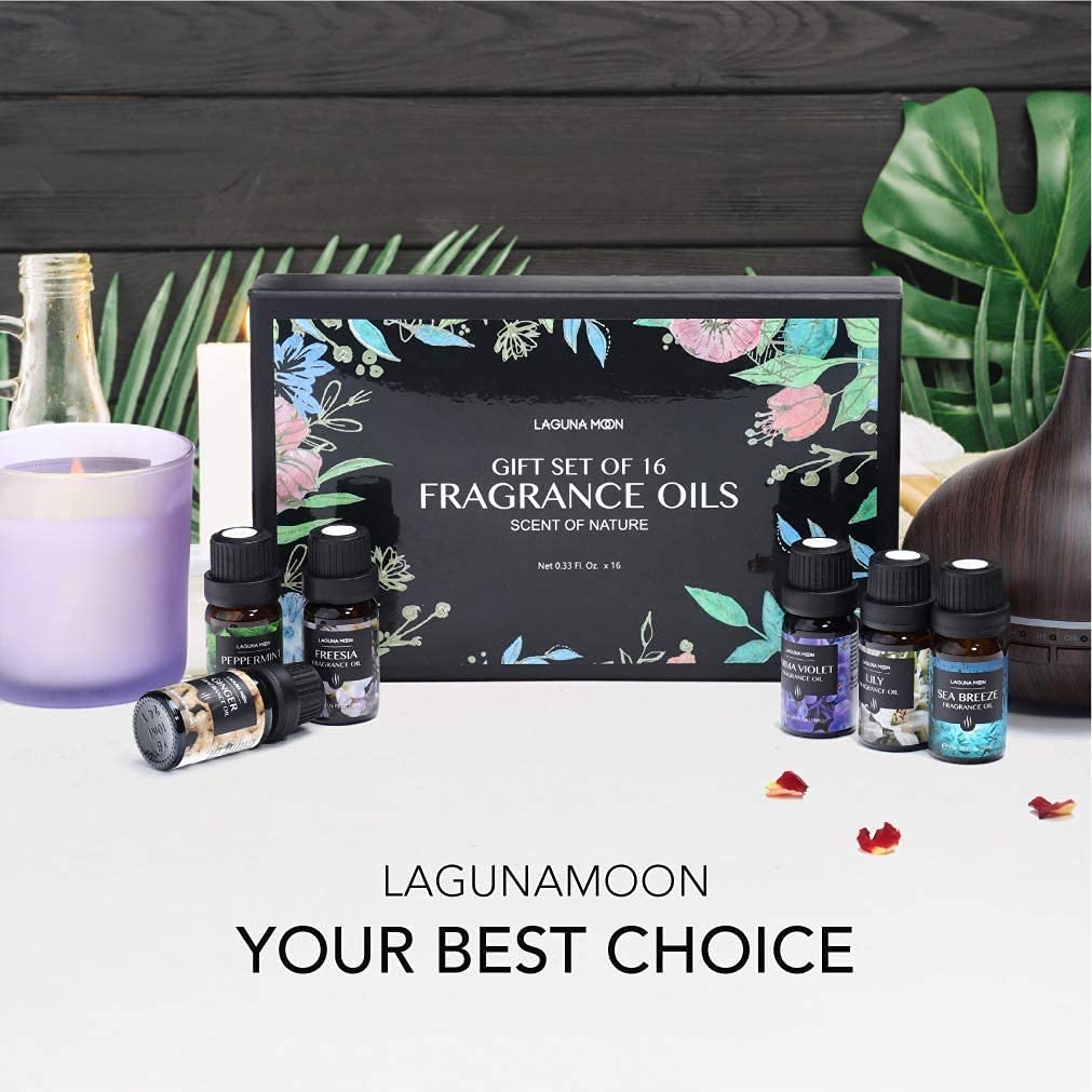 Fragrance Oils Gift Set TOP 16 Aromatherapy Premium Grade Oils Kit Fragrance Oils for Candle Making, Soap Making, Diffuser, Perfume, Bath - 10ml/Bottle